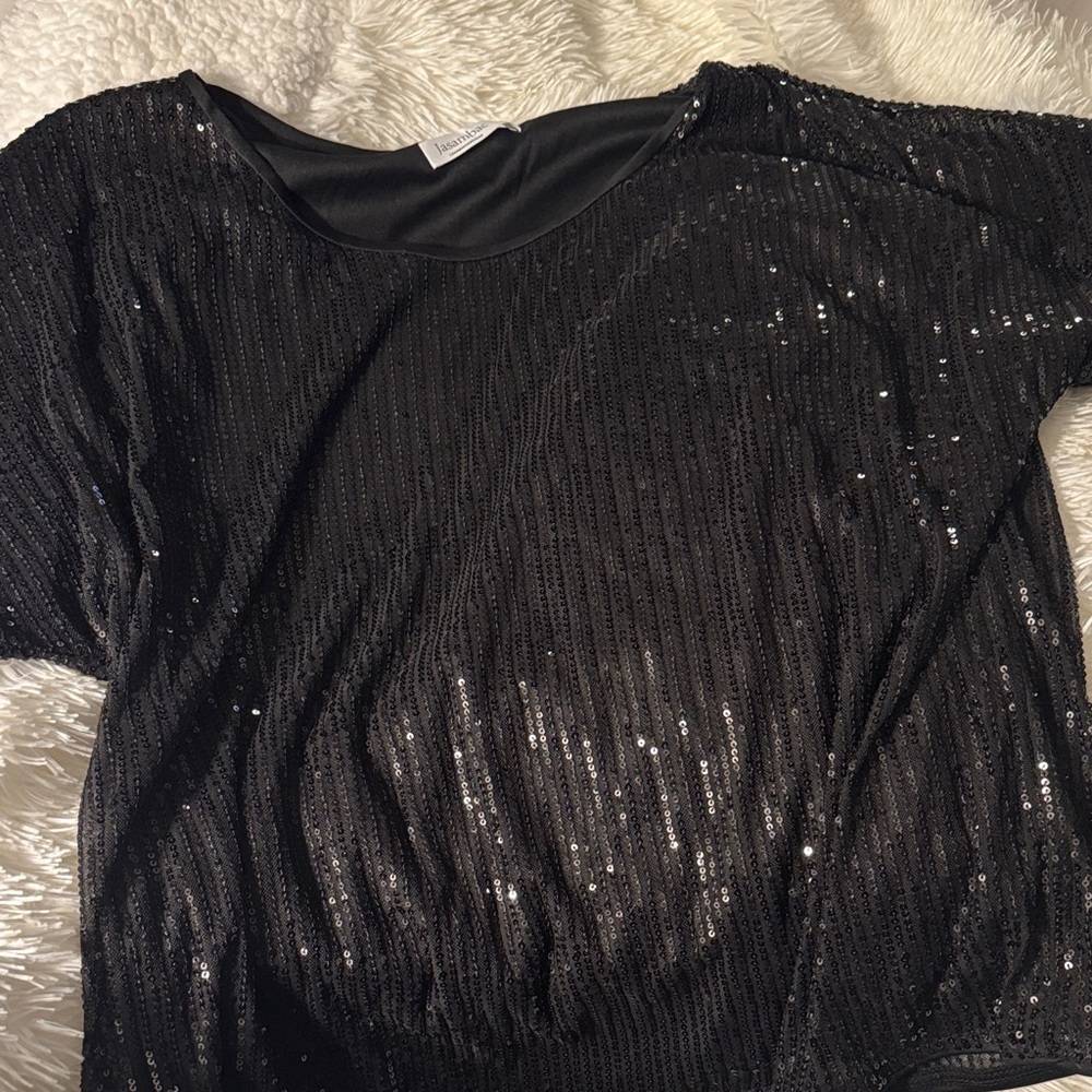 Elegant Black Sequin Blouse
